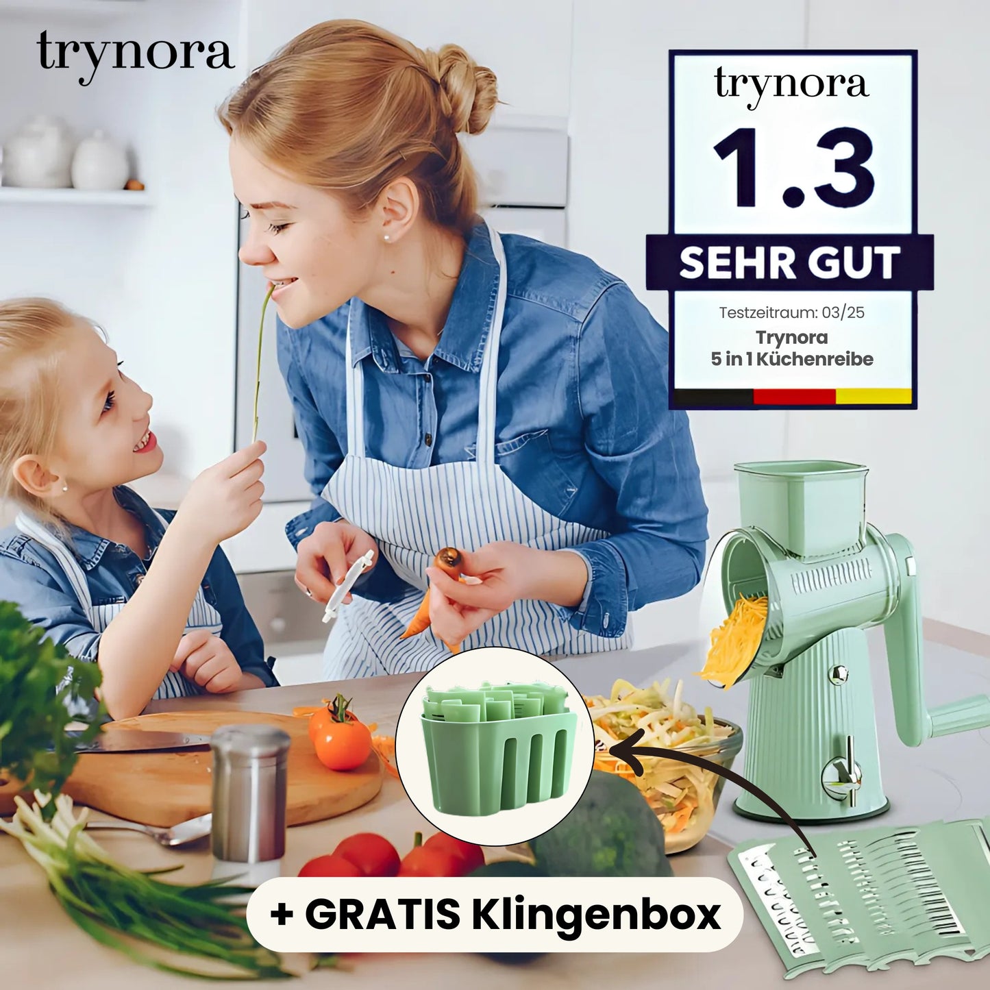 5 in 1 Reibe- & Schneideprofi!